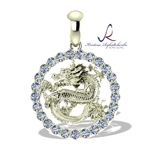The Dragon’s Fortune pendant in White Gold